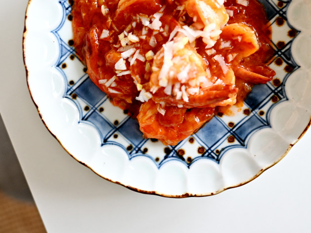 山口利枝 市松に蓮花形7.5寸深皿