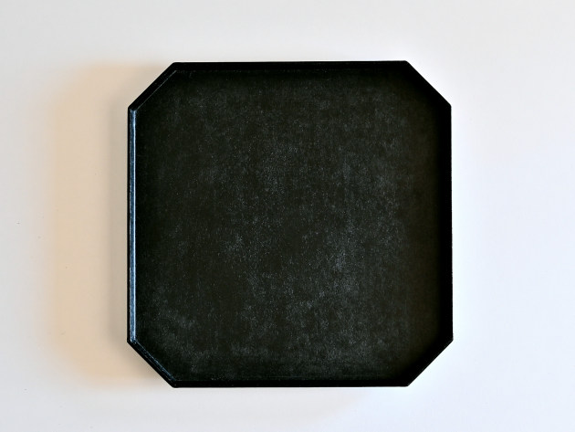 蝶野秀紀 八角盆（黒・正方形・和紙貼）31cm角