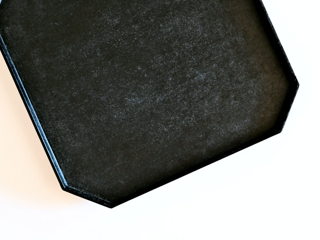 蝶野秀紀 八角盆（黒・正方形・和紙貼）31cm角