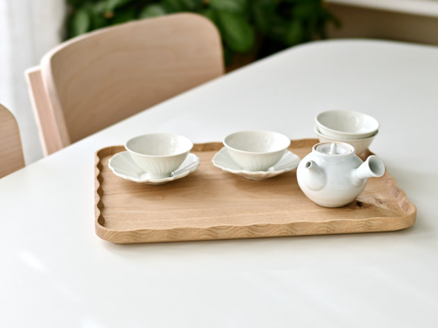 ♥豪華に高級ホテル演出⬛【オリジナルウエーブ長大皿演出セット】４種２組計６点 加藤良行 波長角盆（中・クリ）