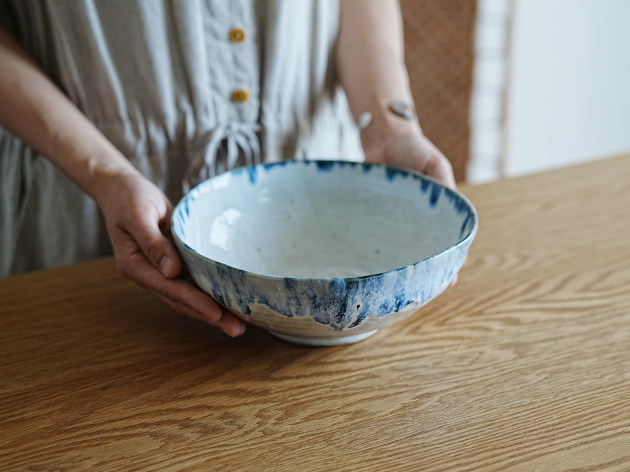 松村英治 サラダ鉢（ふち青）