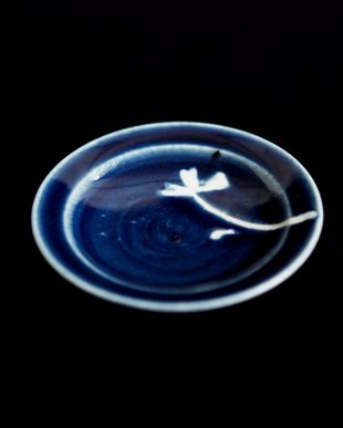 佐藤もも子 瑠璃白草文高台豆皿